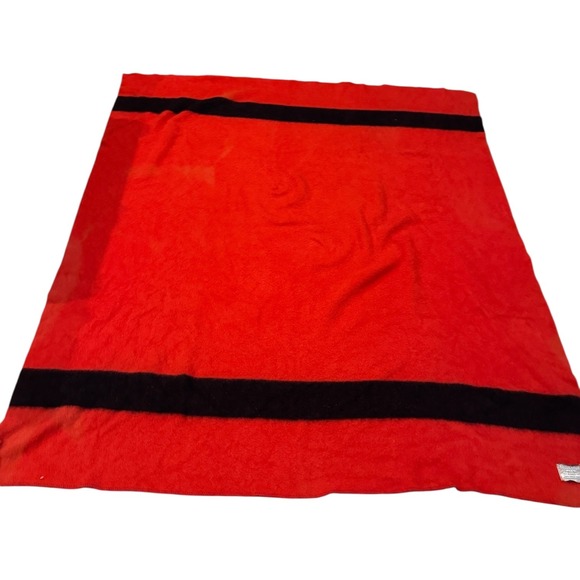 Vintage Polar Star Golden Dawn JC Penney Red Black Wool Blanket 86"X73" see pic - Picture 1 of 10